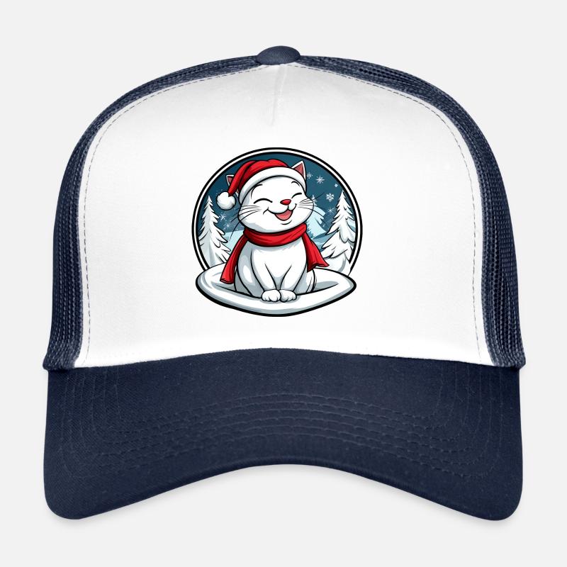 Katzen Christmas - Trucker Cap - Weiß/Navy