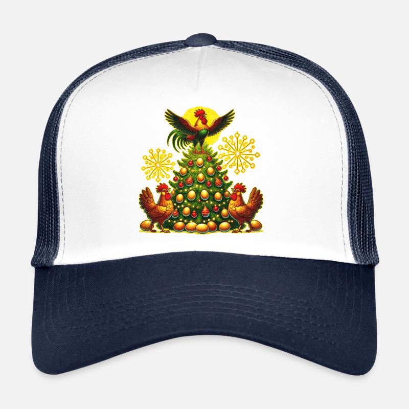 Funny Christmas Tree Chickens Trucker Cap