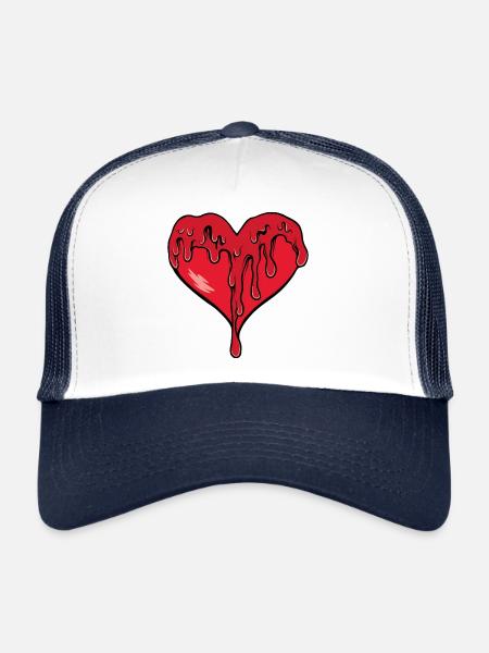 Melting Heart Red - Trucker Cap - white/navy - Front