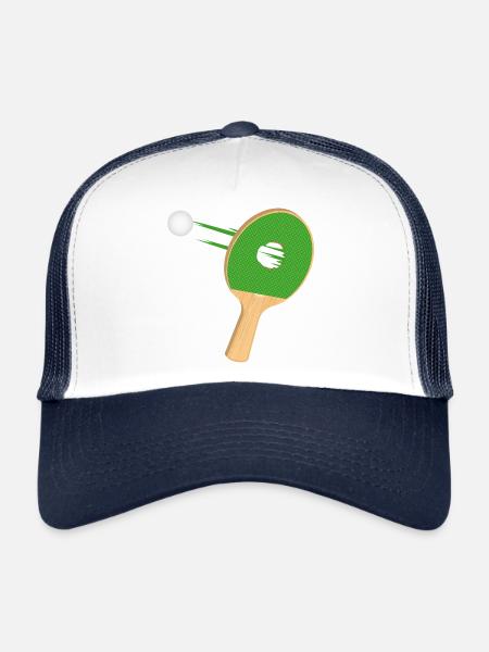 Raquette de tennis de table avec trou – puissante et amusante - Casquette trucker  - blanc/marine - Devant