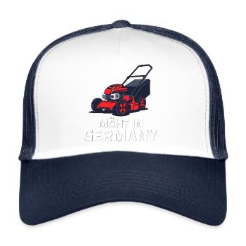 Tondeuses à gazon - Tondre en Allemagne - Casquette trucker  - blanc/marine - Devant
