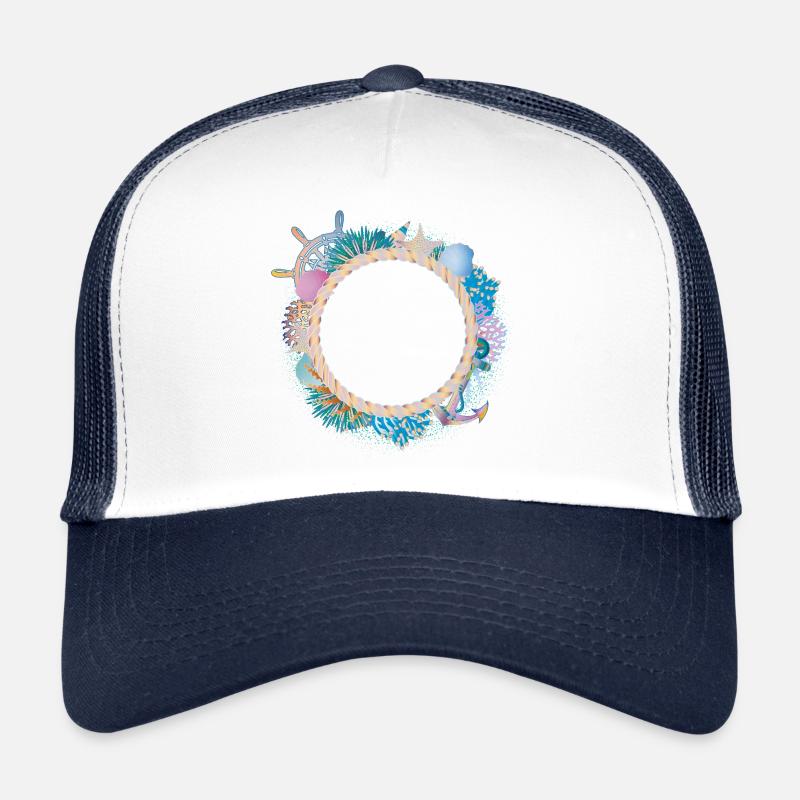 Cadre en corde maritime – avec coraux et coquillages Casquette trucker 