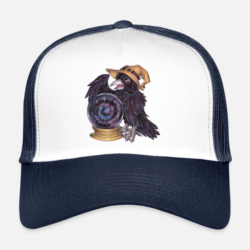 Mignonne Sorcière Corbeau avec Diseuse de Bonne Aventure en Boule de Cristal Casquette trucker 