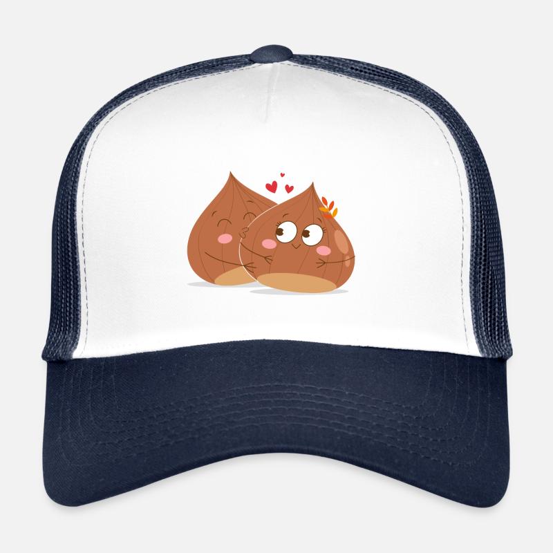 marron amoureux - Casquette trucker  - blanc/marine