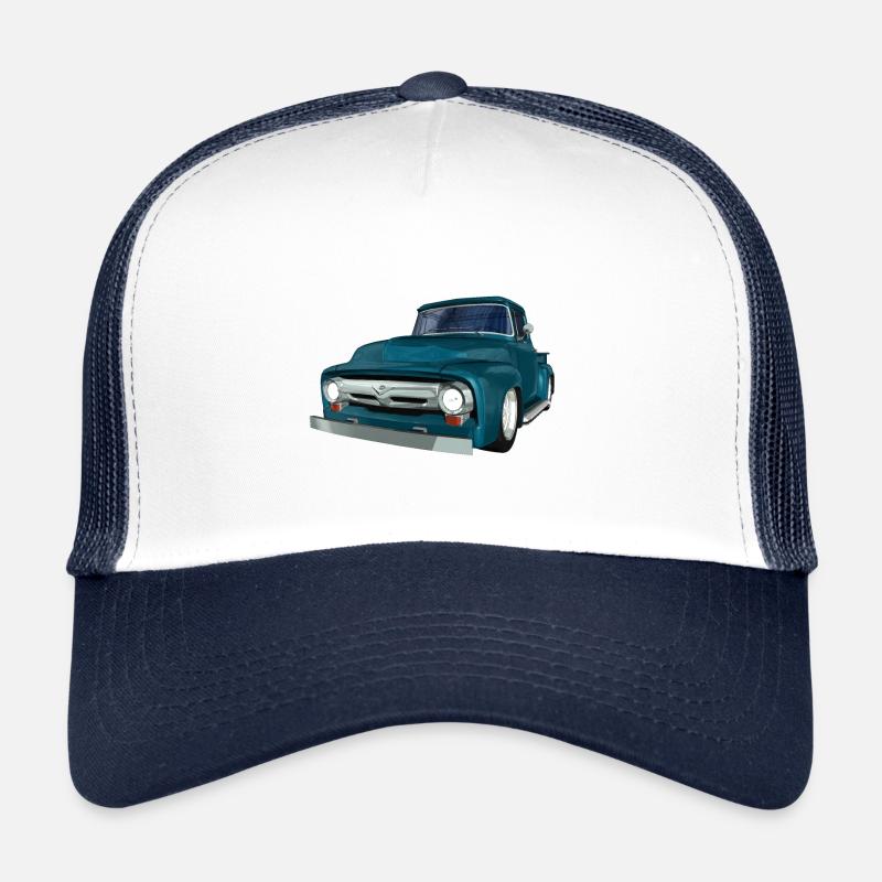 Classic Car, Pick-up, V8, Vintage - Trucker Cap - Weiß/Navy