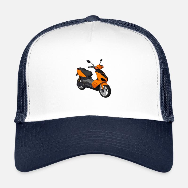 Scooter moped motorcycle - driving cool - Trucker Cap - white/navy