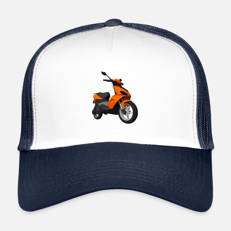 Motorroller Moped Motorrad - fahren cool - Trucker Cap - Weiß/Navy