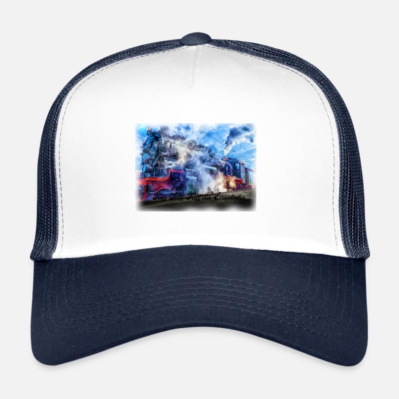 Railroad train railway locomotive design gift idea - Trucker Cap - white/navy