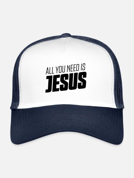jesus saying faith - Trucker Cap - white/navy - Front
