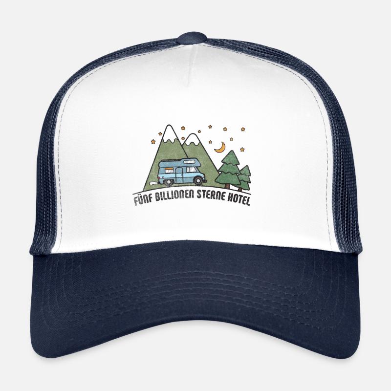 Camper: 5 Billionen Sterne Hotel Camping - Trucker Cap - Weiß/Navy