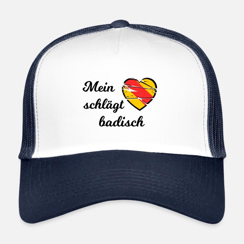 Mein Herz schlägt badisch - Trucker Cap - Weiß/Navy
