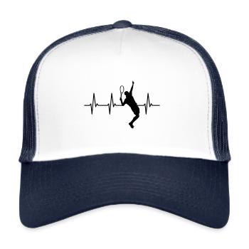 Herzschlag Tennis Tennisspieler Puls Heartbeat - Trucker Cap - Weiß/Navy - Vorne