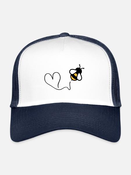 bee heart - Casquette trucker  - blanc/marine - Devant