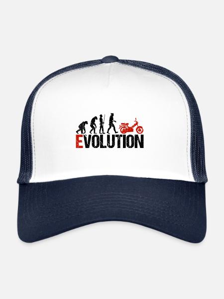 Mofa Véhicule Evolution Drôle pour mobylette - Casquette trucker  - blanc/marine - Devant