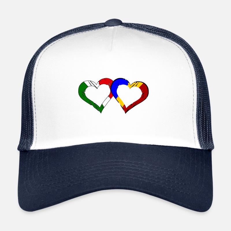 Amour italien roumain - Casquette trucker  - blanc/marine