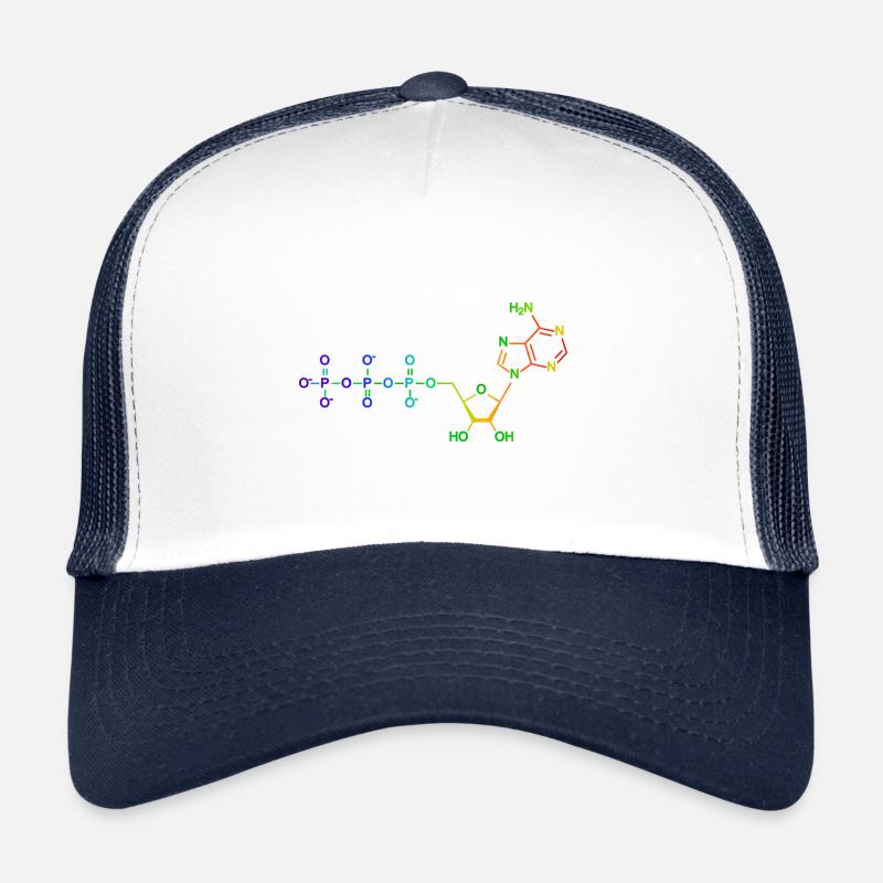 Adenosintriphosphat - ATP - Regenbogen - Trucker Cap - Weiß/Navy