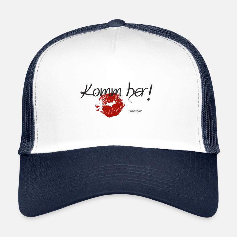 Witziger Spruch Komm her Knutschen Lippen Trucker Cap