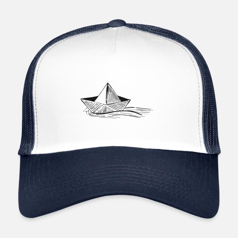 Boot Schiff Papierboot Geschenk Segelboot Kapitän - Trucker Cap - Weiß/Navy