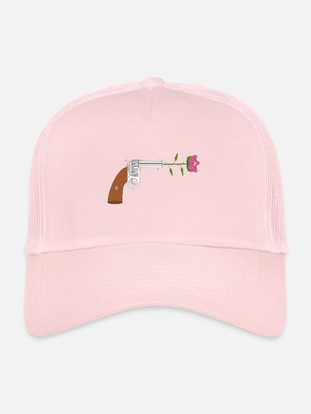 Paix pistol rose no war flower power peace colt - Casquette trucker  - rose pâle - Devant
