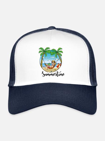 Profitez de l'été et du soleil - Casquette trucker  - blanc/marine - Devant