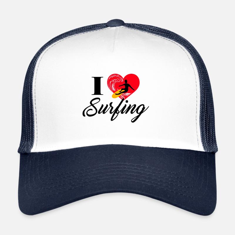 Ich liebe es zu Surfen - Trucker Cap - Weiß/Navy