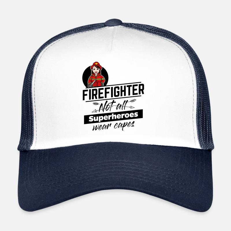 Feuerwehrfrau - Superheld ohne Umhang - Trucker Cap - Weiß/Navy