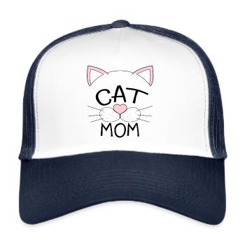 Chat chat maman - Casquette trucker  - blanc/marine - Devant