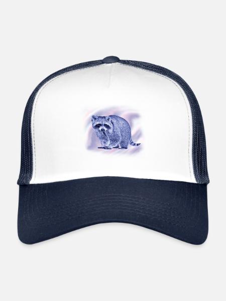 raton laveur au design harmonieux - Casquette trucker  - blanc/marine - Devant