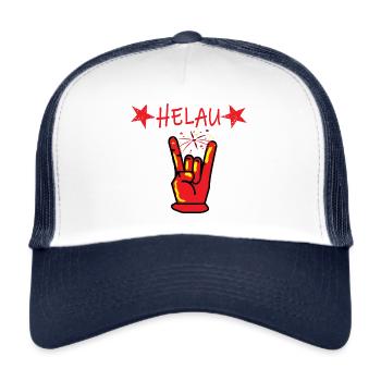 Helau,Rock Hand,Mainz Fastnacht Kostüm Shirt Musik - Trucker Cap - Weiß/Navy - Vorne