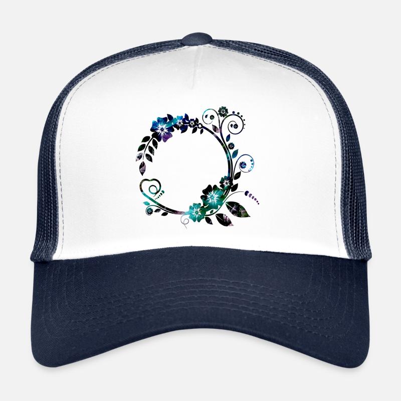 elegant chic spring flowers tendril - Trucker Cap - white/navy