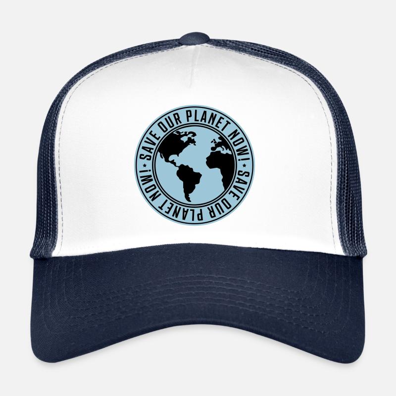 save our planet now - earth - Trucker Cap - white/navy