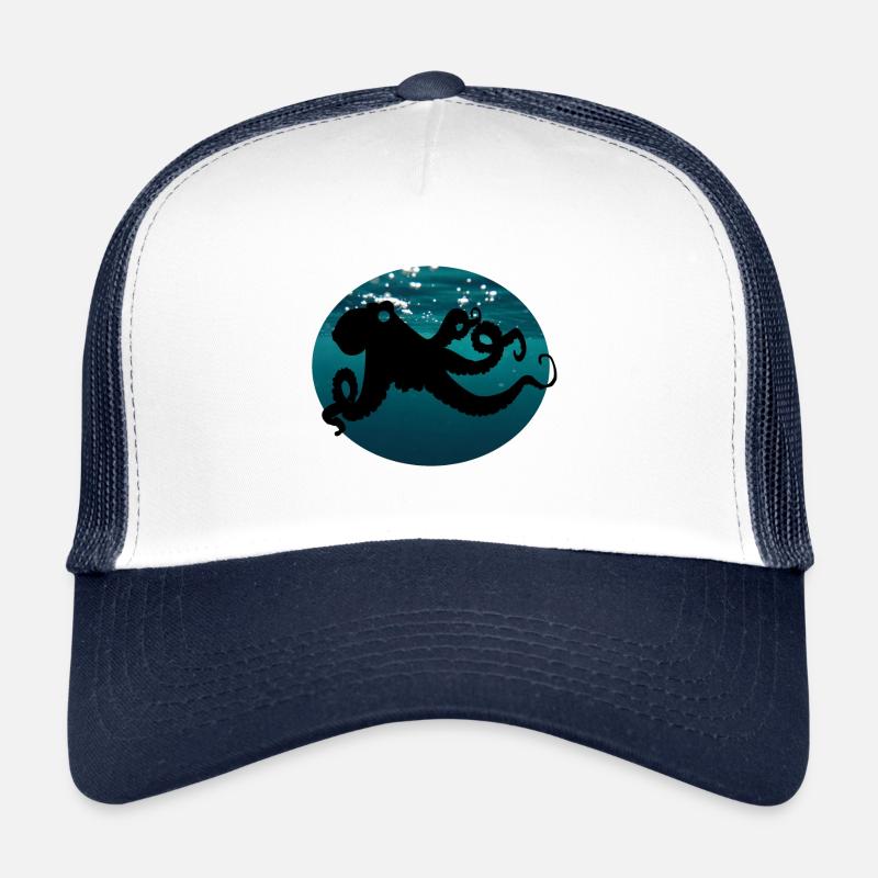 Pieuvre tentacule - Casquette trucker  - blanc/marine