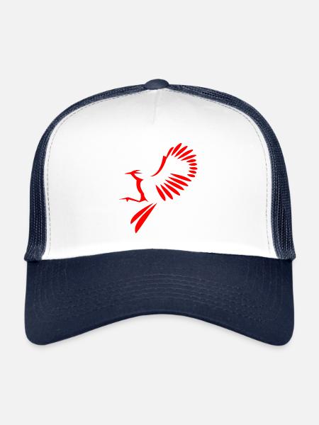 Illustration oiseau - Casquette trucker  - blanc/marine - Devant