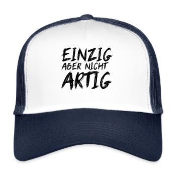 EINZIG aber nicht ARTIG - Trucker Cap - Weiß/Navy - Vorne