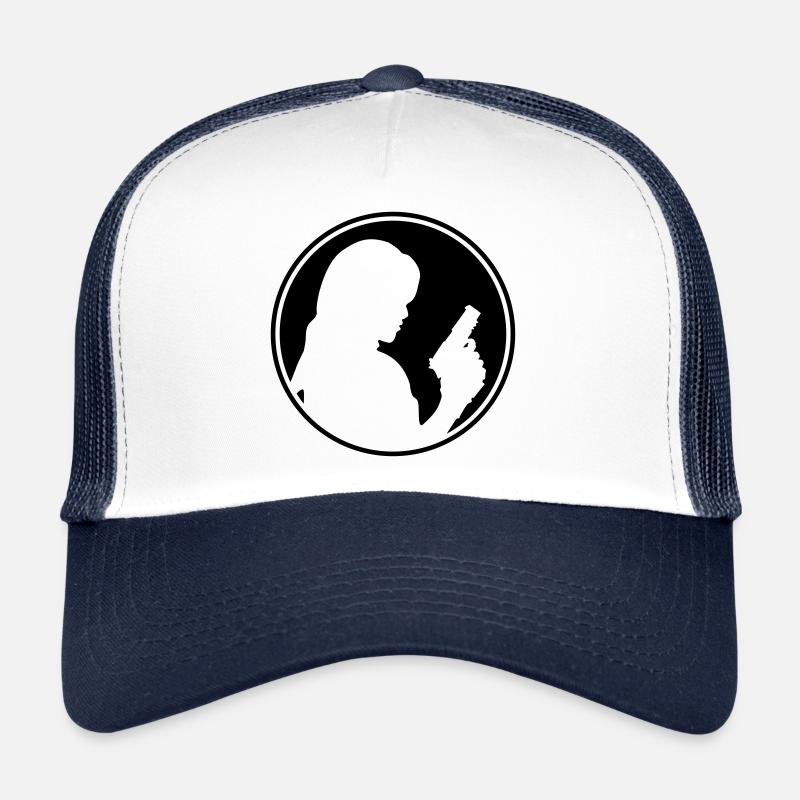 Woman pistol silhouette circle Trucker Cap
