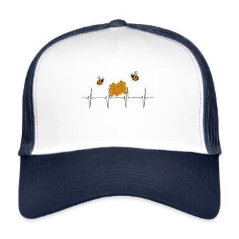 Bienen Honig Heartbeat - Trucker Cap - Weiß/Navy - Vorne