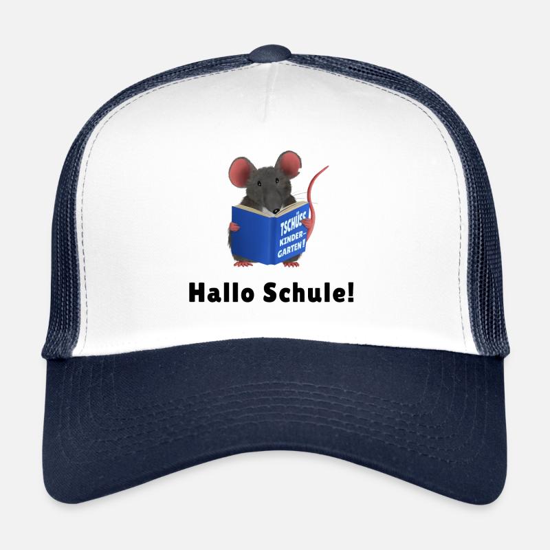 Tschüss Kindergarten - Hallo Schule - Trucker Cap - Weiß/Navy