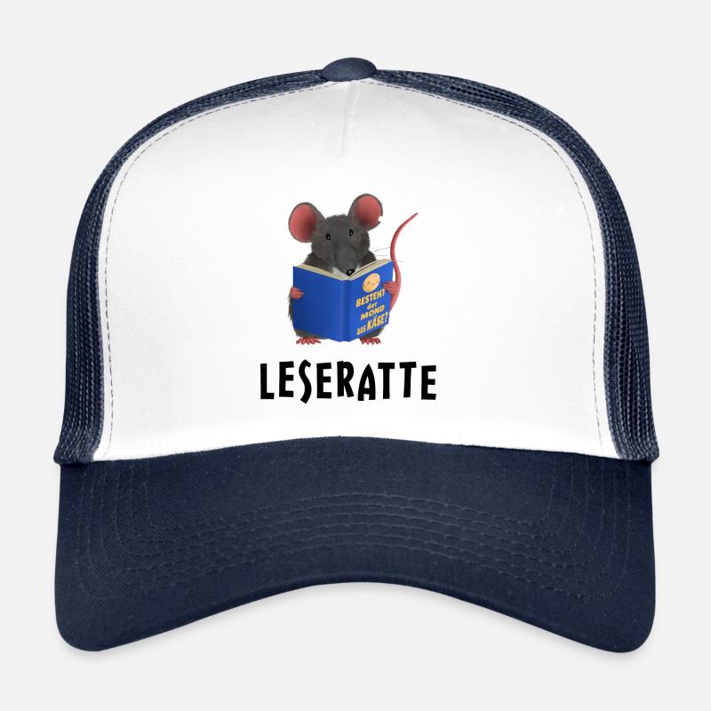 Leseratte / Bücherwurm - Trucker Cap - Weiß/Navy