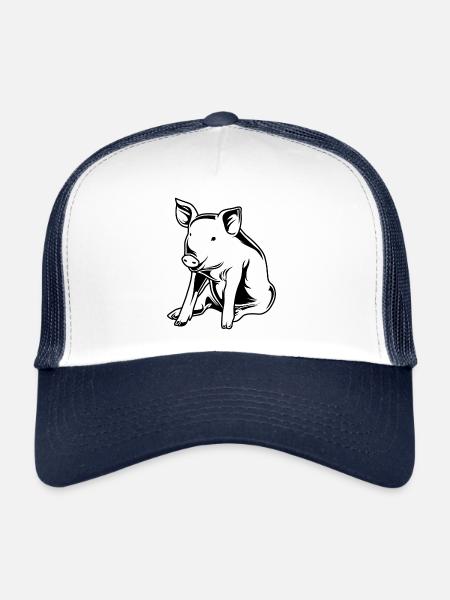 Schwein Sau Eber Silhouette - Trucker Cap - Weiß/Navy - Vorne