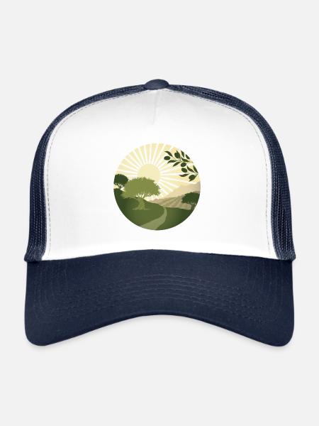 Randonnée en passant par les oliviers ancestraux - Casquette trucker  - blanc/marine - Devant