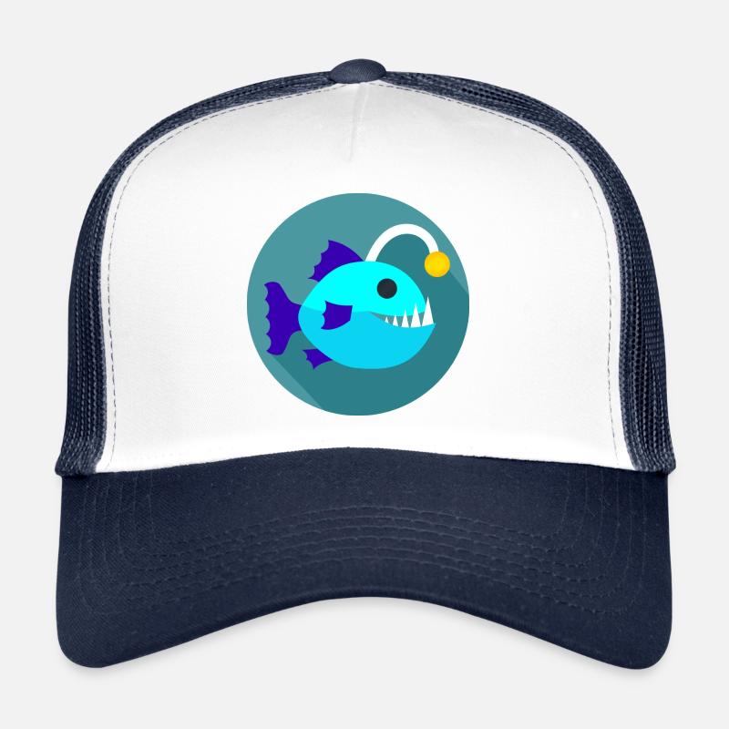 Laternenfisch Icon Anglerfisch Comic Symbol Fisch Trucker Cap
