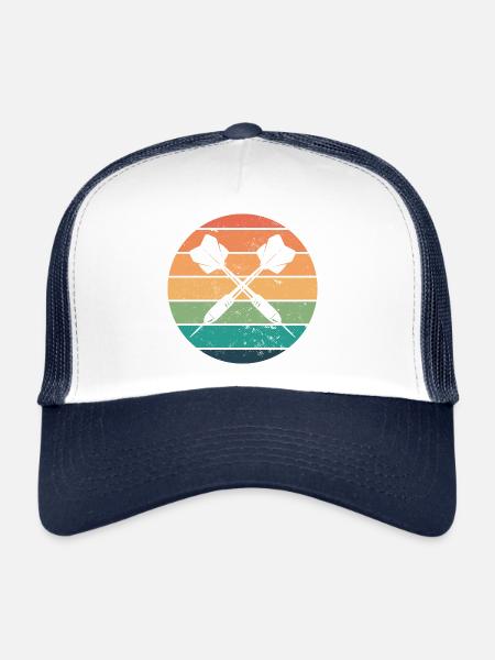 Retro Graphic Dart Player Darts Dartboard Bullseye - Trucker Cap - white/navy - Front