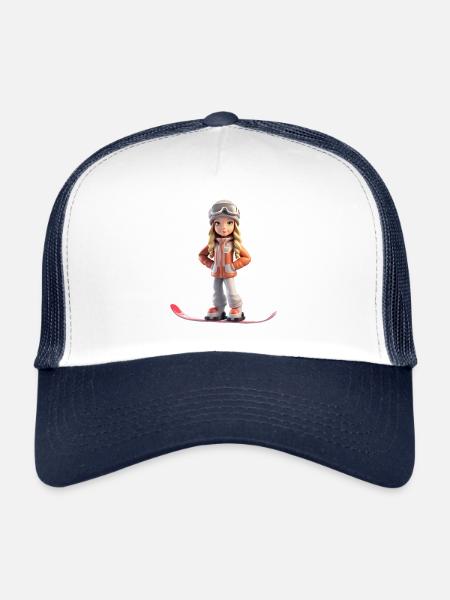 Snowboard Girl - Trucker Cap - white/navy - Front