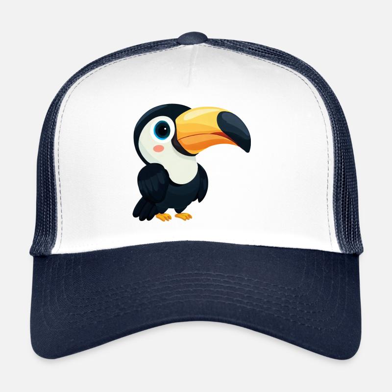 Minimalist Toucan with Blue Eyes - Design Trucker Cap