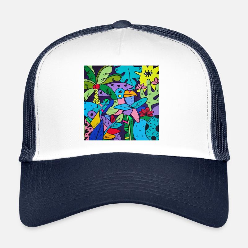 Der Pop-Art-Tukan - Trucker Cap - Weiß/Navy