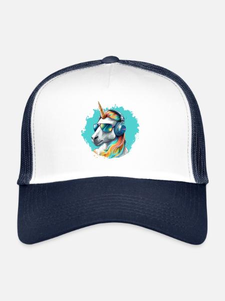 Happy Unicorn - Casquette trucker  - blanc/marine - Devant