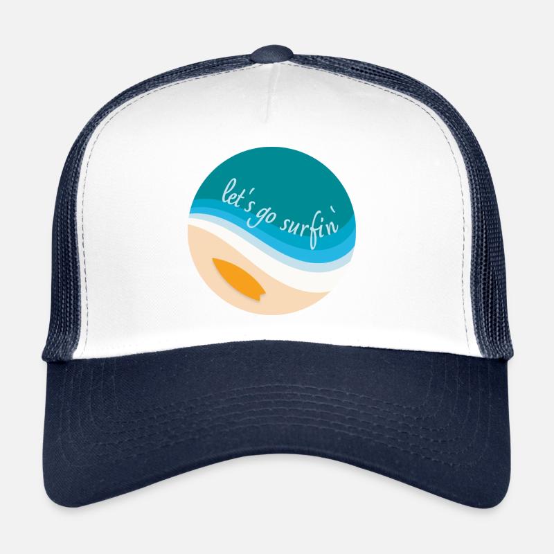 Let's go surfin' surfing (round design) Trucker Cap