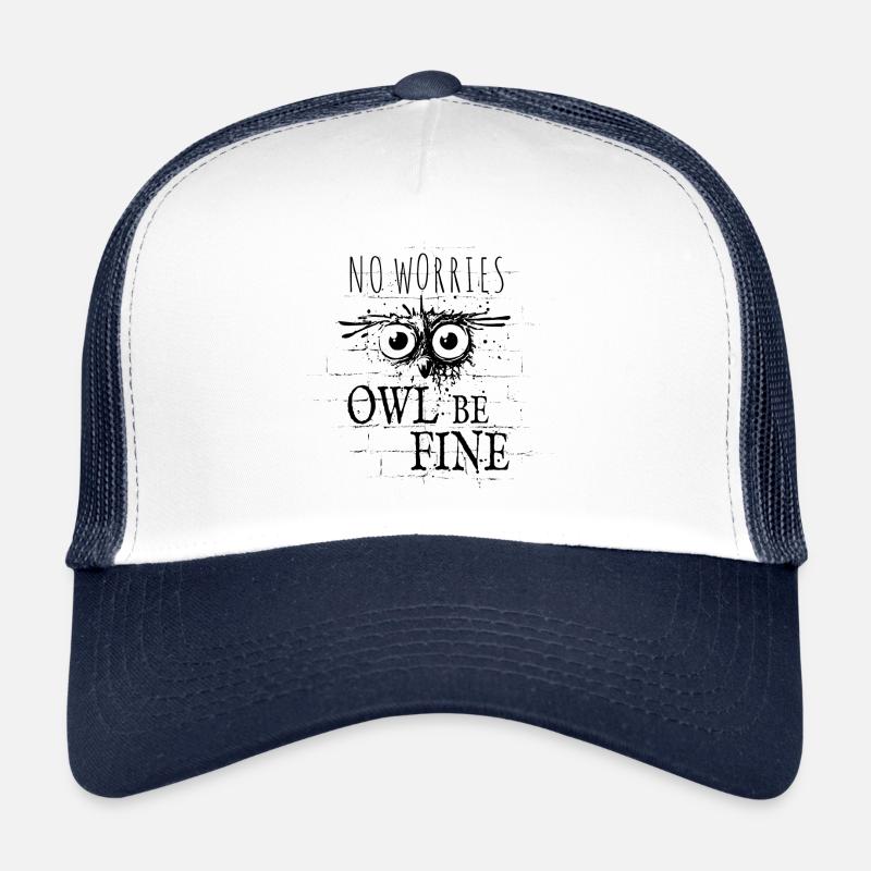 Owl Be Fine Meme | Street Art Graffiti Eule - Trucker Cap - Weiß/Navy