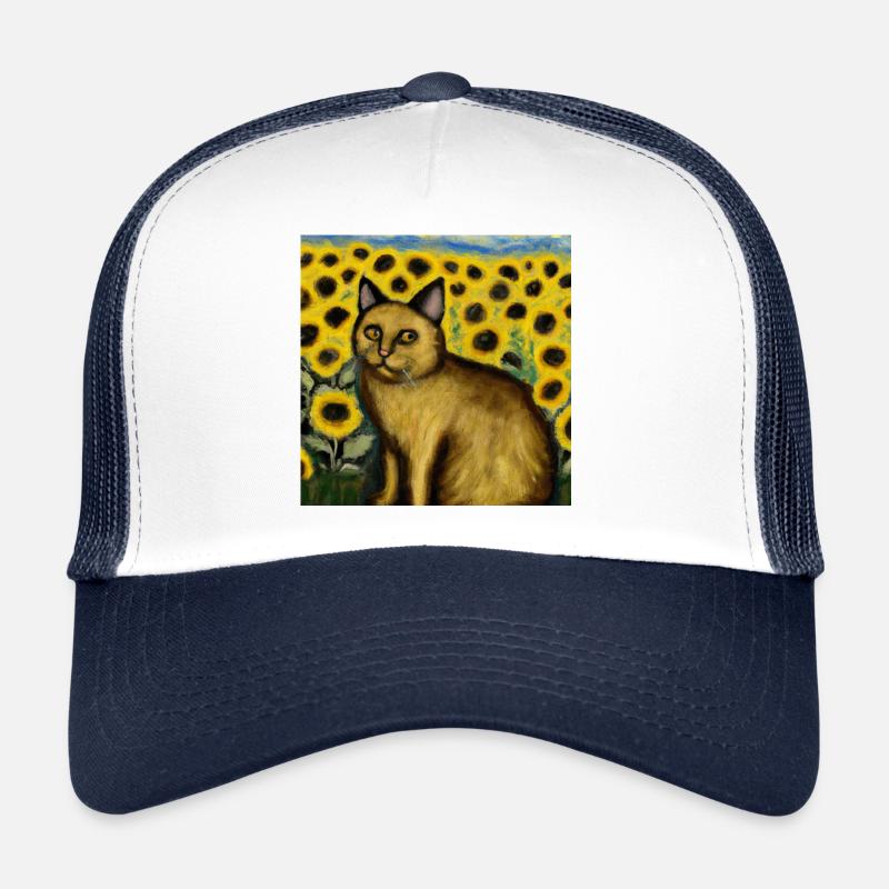 Chat dans un champ de tournesol Casquette trucker 