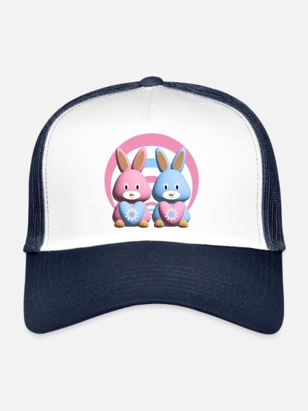 Herzen mit sehr Lieben Hasen. - Trucker Cap - Weiß/Navy - Vorne